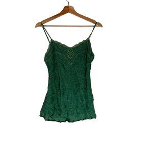 Xhilaration Vintage Y2K Green Beaded Sequin Lace Camisole Womens Size Large